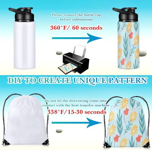 12 مجموعة من زجاجات المياه المصنوعة من الألومنيوم سعة 20 أونصة وأكياس برباط التسامي، زجاجة مياه رياضية بيضاء فارغة مع حقيبة ظهر برباط من أجل الأعمال اليدوية والسفر والتخييم والتنزه في صالة الألعاب الرياضية in Kuwait