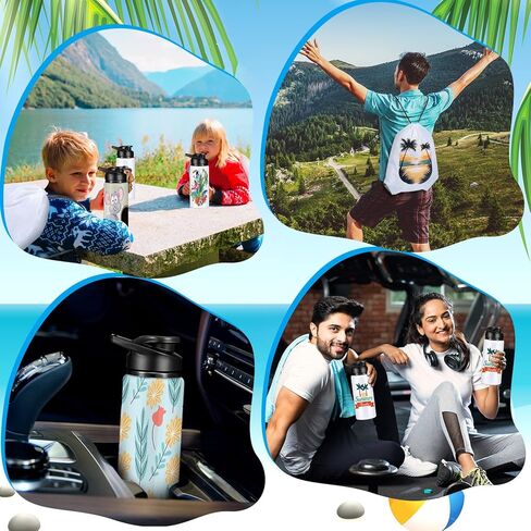 12 مجموعة من زجاجات المياه المصنوعة من الألومنيوم سعة 20 أونصة وأكياس برباط التسامي، زجاجة مياه رياضية بيضاء فارغة مع حقيبة ظهر برباط من أجل الأعمال اليدوية والسفر والتخييم والتنزه في صالة الألعاب الرياضية in Kuwait