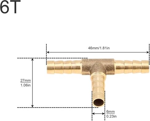 5 قطعة تركيبات نحاسية على شكل تي بارب 1/4 بوصة (6 مم)، تركيب خرطوم شائك على شكل T لأنابيب المياه/الوقود/الهواء، تقاطع تركيب اتحاد 3 طرق in Kuwait
