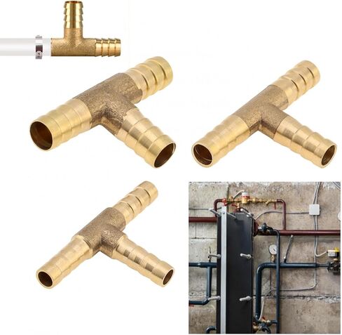5 قطعة تركيبات نحاسية على شكل تي بارب 1/4 بوصة (6 مم)، تركيب خرطوم شائك على شكل T لأنابيب المياه/الوقود/الهواء، تقاطع تركيب اتحاد 3 طرق in Kuwait