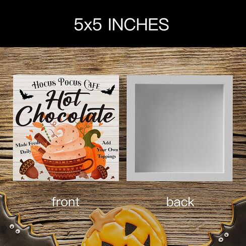 Rustic Boo Witch Spider Halloween Wooden Box Sign Cute Fall Sign Decor Farmhouse Decorative Wood Box Sign Block Plaque for Wall Desk Home Bathroom Decoration 5 x 5 Inches in Kuwait