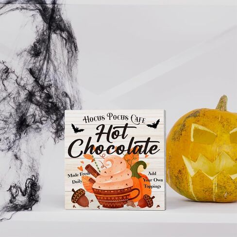 Rustic Boo Witch Spider Halloween Wooden Box Sign Cute Fall Sign Decor Farmhouse Decorative Wood Box Sign Block Plaque for Wall Desk Home Bathroom Decoration 5 x 5 Inches in Kuwait