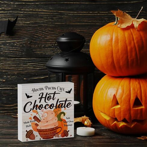 Rustic Boo Witch Spider Halloween Wooden Box Sign Cute Fall Sign Decor Farmhouse Decorative Wood Box Sign Block Plaque for Wall Desk Home Bathroom Decoration 5 x 5 Inches in Kuwait