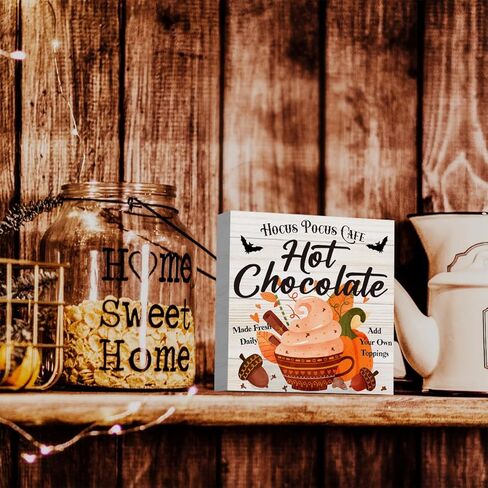 Rustic Boo Witch Spider Halloween Wooden Box Sign Cute Fall Sign Decor Farmhouse Decorative Wood Box Sign Block Plaque for Wall Desk Home Bathroom Decoration 5 x 5 Inches in Kuwait