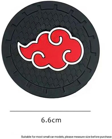 2 Pack Anime Car Cup Coasters, 2.6 Inch Universal Black Cup Holders Embedded in Ornaments Coaster, Bar Drink Round Cup Mat with Non-Slip Base, Black,red in Saudi Arabia