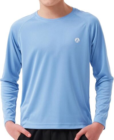 قمصان للحماية من الشمس للأولاد من الطفح الجلدي للأولاد، رقبة دائرية وأكمام طويلة، عامل حماية من الأشعة فوق البنفسجية 50+ رياضي سريع الجفاف للرياضات الخارجية in Kuwait