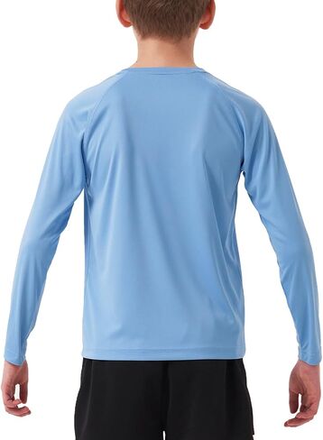 قمصان للحماية من الشمس للأولاد من الطفح الجلدي للأولاد، رقبة دائرية وأكمام طويلة، عامل حماية من الأشعة فوق البنفسجية 50+ رياضي سريع الجفاف للرياضات الخارجية in Kuwait