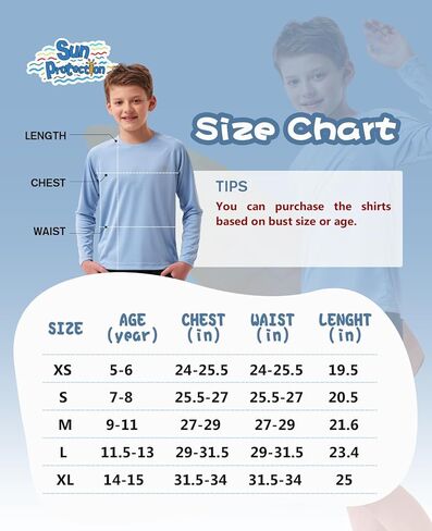 قمصان للحماية من الشمس للأولاد من الطفح الجلدي للأولاد، رقبة دائرية وأكمام طويلة، عامل حماية من الأشعة فوق البنفسجية 50+ رياضي سريع الجفاف للرياضات الخارجية in Kuwait