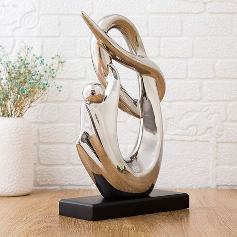 Anding Home Decoration,Silver Ceramic Porcelain Sculpture,Ceramic Creative Decoration, Office Countertop Decoration, Gift in Saudi Arabia