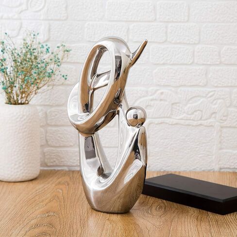 Anding Home Decoration,Silver Ceramic Porcelain Sculpture,Ceramic Creative Decoration, Office Countertop Decoration, Gift in Saudi Arabia