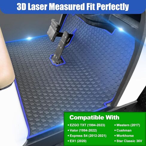 Golf Cart Floor Mat for EZGO TXT,Upgraded Non-Slip Back Improved Coverage Liner Mats Replacement with 5/16" Thick Rubber,Fits EZGO TXT (1994+), EX1 (2020), Valor, Cushman Workhorse & Express S4 in Kuwait