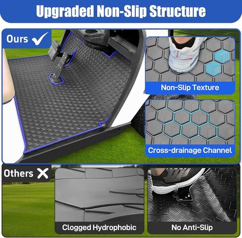 Golf Cart Floor Mat for EZGO TXT,Upgraded Non-Slip Back Improved Coverage Liner Mats Replacement with 5/16" Thick Rubber,Fits EZGO TXT (1994+), EX1 (2020), Valor, Cushman Workhorse & Express S4 in Kuwait