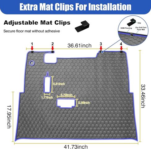 Golf Cart Floor Mat for EZGO TXT,Upgraded Non-Slip Back Improved Coverage Liner Mats Replacement with 5/16" Thick Rubber,Fits EZGO TXT (1994+), EX1 (2020), Valor, Cushman Workhorse & Express S4 in Kuwait