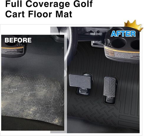 سجادة أرضية عربة الجولف Powerty متوافقة مع EZGO RXV (2008-2022) و2Five (2009+) ملحقات سجادة عربة الجولف ذات التغطية الكاملة لجميع الأحوال الجوية، سجادة بطانة أرضية عربة الجولف غير قابلة للانزلاق - أسود in Kuwait