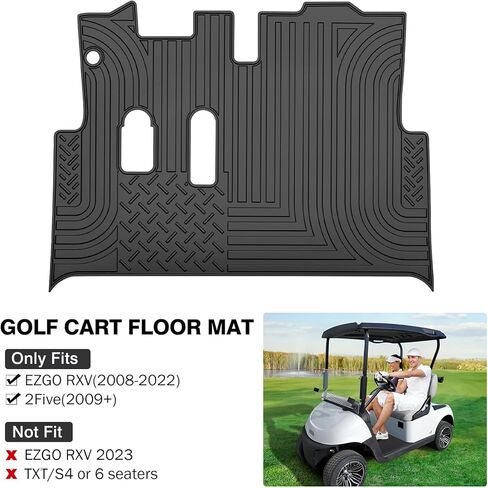 سجادة أرضية عربة الجولف Powerty متوافقة مع EZGO RXV (2008-2022) و2Five (2009+) ملحقات سجادة عربة الجولف ذات التغطية الكاملة لجميع الأحوال الجوية، سجادة بطانة أرضية عربة الجولف غير قابلة للانزلاق - أسود in Kuwait