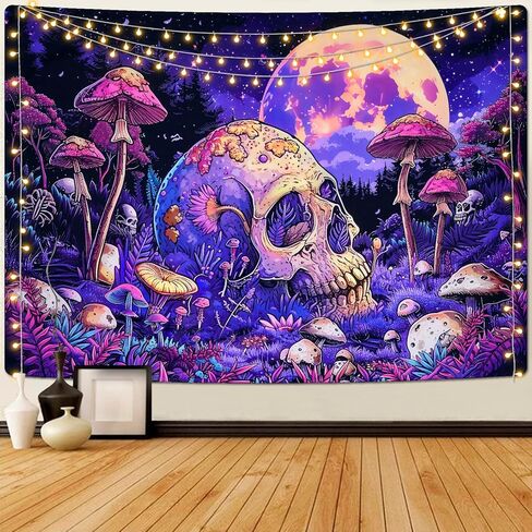 Invoibler الجمجمة نسيج الفطر نسيج القمر نسيج النبات نسيج الجمالية الأرجواني نسيج لغرفة النوم نسيج الجدار شنقا (51.2 × 59.1 بوصة) in Kuwait