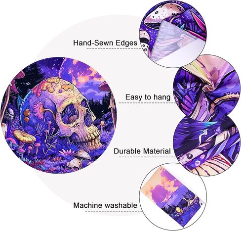 Invoibler الجمجمة نسيج الفطر نسيج القمر نسيج النبات نسيج الجمالية الأرجواني نسيج لغرفة النوم نسيج الجدار شنقا (51.2 × 59.1 بوصة) in Kuwait