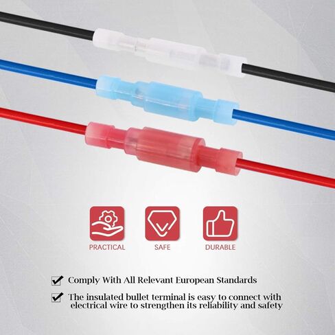 Hilitchi 130-Pcs 24-10AWG Assorted Nylon Fully Insulated Female & Male Bullet Butt Wire Crimp Connector Terminals Assortment Kit in Saudi Arabia