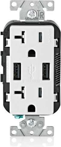مجموعة Leviton GUAC2-W 20A SmartlockPro للاختبار الذاتي GFCI مع USB داخلي من النوع A ونوع C، شاحن USB للهواتف الذكية والأجهزة اللوحية in Saudi Arabia