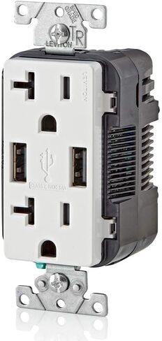 مجموعة Leviton GUAC2-W 20A SmartlockPro للاختبار الذاتي GFCI مع USB داخلي من النوع A ونوع C، شاحن USB للهواتف الذكية والأجهزة اللوحية in Saudi Arabia
