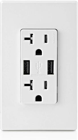 مجموعة Leviton GUAC2-W 20A SmartlockPro للاختبار الذاتي GFCI مع USB داخلي من النوع A ونوع C، شاحن USB للهواتف الذكية والأجهزة اللوحية in Saudi Arabia
