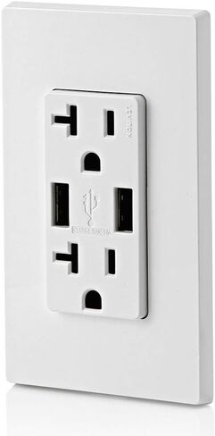 مجموعة Leviton GUAC2-W 20A SmartlockPro للاختبار الذاتي GFCI مع USB داخلي من النوع A ونوع C، شاحن USB للهواتف الذكية والأجهزة اللوحية in Saudi Arabia