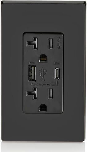 Leviton GUAC2-W 20A SmartlockPro Self-Test GFCI Combination with Type A & Type-C USB In-Wall, USB Charger for Smartphones and Tablets in Saudi Arabia