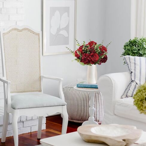 XHXSTORE باقة زهور صناعية تشكيلة زهور حريرية زهور صناعية حمراء ورود وهمية مع كوبية لديكور المنزل في عيد الأب ديكور تحف الزفاف الداخلي in Kuwait