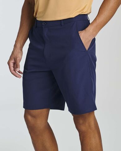 Real Essentials 3 Pack: Mens 9" Golf Shorts Pockets - Flat Front Casual Work Workout Active Hiking Sport in Saudi Arabia