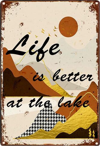 Relax You're On Lake Time Metal Tin Sign Weatherproof Outdoor Indoor Wall Decor for Home, Living Room, Kitchen,Bathroom Decoration in Saudi Arabia