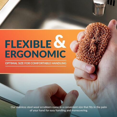 PAMI Heavy-Duty Copper Scrubbing Pads - Copper Wool Pad Dish Scrubbers for Dirt, Grease & Grime- Metal Scrubber Sponges for Kitchen & Bathroom- Copper Scouring Pads for Pots & Pans (4) in Saudi Arabia