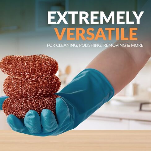 PAMI Heavy-Duty Copper Scrubbing Pads - Copper Wool Pad Dish Scrubbers for Dirt, Grease & Grime- Metal Scrubber Sponges for Kitchen & Bathroom- Copper Scouring Pads for Pots & Pans (4) in Saudi Arabia