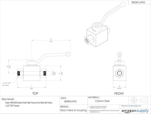 Dixon Valve & Coupling HPBV12 Carbon Steel High Pressure Full-Bore Ball Valve, 1/2" NPT Female in Saudi Arabia