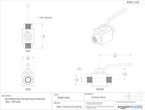 Dixon Valve & Coupling HPBV12 Carbon Steel High Pressure Full-Bore Ball Valve, 1/2" NPT Female in Saudi Arabia