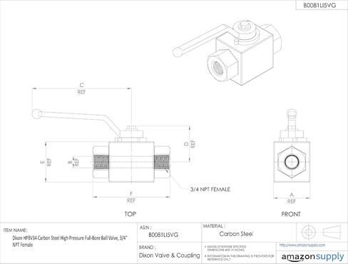Dixon Valve & Coupling HPBV12 Carbon Steel High Pressure Full-Bore Ball Valve, 1/2" NPT Female in Saudi Arabia