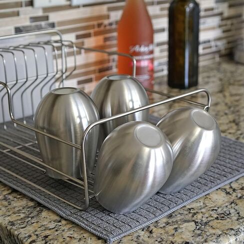 Southern Homewares Stainless Steel Stemless Wine Glass 18oz 18/8 Stainless Shatterproof Metal Unbreakable Vino Cup Set of 4 in Kuwait