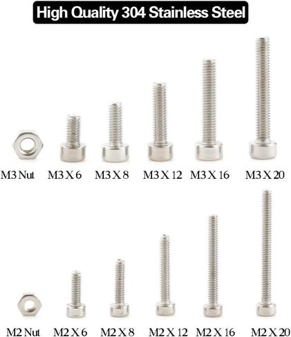 Hilitchi 420pcs M2 M3 Stainless Steel Hex Socket Head Cap Screws Nuts Assortment Kit with Box (304 Stainless Steel) in Saudi Arabia