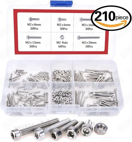 Hilitchi 420pcs M2 M3 Stainless Steel Hex Socket Head Cap Screws Nuts Assortment Kit with Box (304 Stainless Steel) in Saudi Arabia
