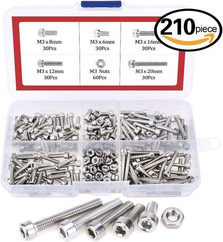 Hilitchi 420pcs M2 M3 Stainless Steel Hex Socket Head Cap Screws Nuts Assortment Kit with Box (304 Stainless Steel) in Saudi Arabia