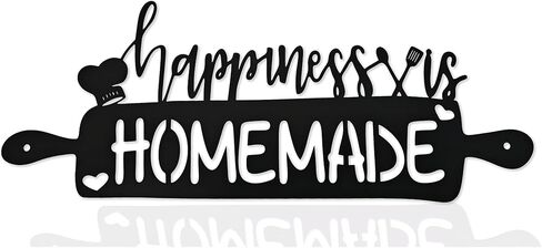 السعادة هي علامات المطبخ محلية الصنع، ديكور جدار المطبخ المعدني، ديكورات المطبخ للجدار، ديكور المطبخ الريفي علامة ديكور مزرعة معدنية لغرفة الطعام المطبخ، 15.1 × 6.9 بوصة in Kuwait