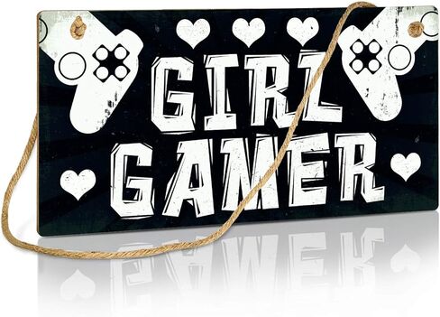 Putuo Decor Game Room Decor, Funny Wall Sign for Bedroom, Living Room, Teen Room, Gift for Gamer, Boys, Girls, 10x5 Inches Hanging Sign - Girl Gamer in Saudi Arabia