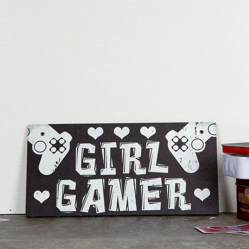 Putuo Decor Game Room Decor, Funny Wall Sign for Bedroom, Living Room, Teen Room, Gift for Gamer, Boys, Girls, 10x5 Inches Hanging Sign - Girl Gamer in Saudi Arabia