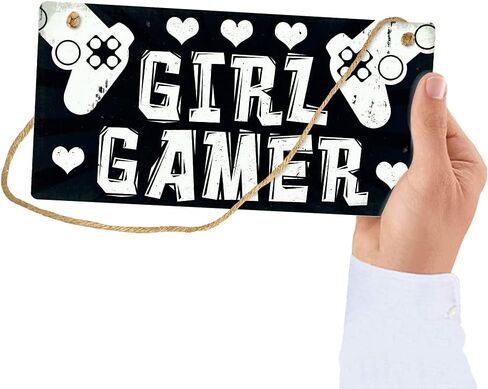 Putuo Decor Game Room Decor, Funny Wall Sign for Bedroom, Living Room, Teen Room, Gift for Gamer, Boys, Girls, 10x5 Inches Hanging Sign - Girl Gamer in Saudi Arabia