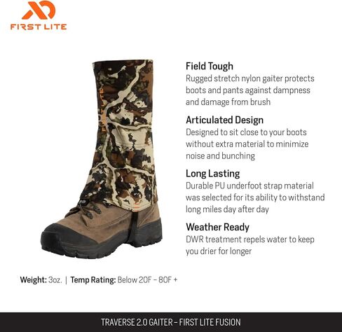 First Lite Traverse 2.0 Gaiter - Durable Waterproof Camo Hunting Boot Gaiters in Saudi Arabia