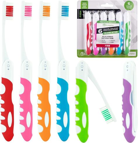 Lingito Travel Toothbrushes Soft, Mini Toothbrush with Toothbrush Cover, Camping Toothbrush, Interlock Folding Travel Size Toothbrush, Adults Travel Toothbrush Kit (7 Pack Soft) in Saudi Arabia