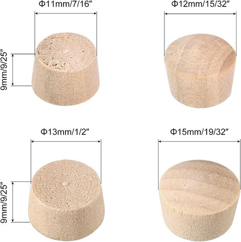 uxcell 1/2 Inch and 7/16 Inch Wood Button Top Plugs Cherry Hardwood Furniture Plugs 9/25 Inch Height 100pcs in Saudi Arabia