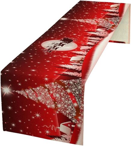 Rustic Moose Deer Bear Table Runner, Retro Vintage Bear Cottage Country Style Cabin Farmhouse Dinner Runner for Home Kitchen Dining Table Decoration 13"x36" in Saudi Arabia