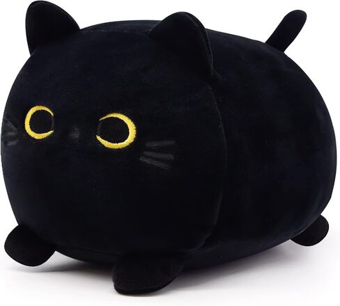 lsydcarm 12.5 "القط الأسود القطيفة وسادة لعبة، لطيف لينة القط الأسود الحيوانات المحشوة القط Plushies، kawaii القطيفة القط محشوة لعب القط للأطفال الفتيات الفتيان عيد الميلاد عيد الميلاد in Kuwait