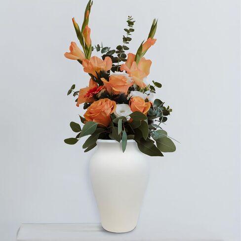 Ceramic Black Vase Home Decor, 9 Inch Wide Mouth Pottery Vase, Vintage Farmhouse Vase Boho Neutral Decor, Terracotta Rustic Vase for Living Room, Entryway, Floor, Mantel Decoration in Kuwait