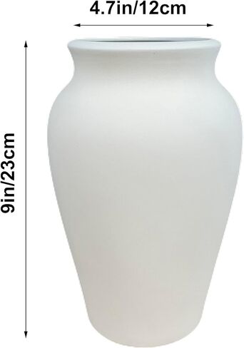 Ceramic Black Vase Home Decor, 9 Inch Wide Mouth Pottery Vase, Vintage Farmhouse Vase Boho Neutral Decor, Terracotta Rustic Vase for Living Room, Entryway, Floor, Mantel Decoration in Kuwait